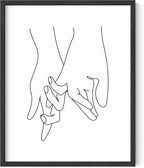 Y2K BOO Holding Hands UNFRAMED Wall Art Interlocking Fingers Continuous Line Drawing Love Connection 8x10 Inch Heavyweight Paper Studio Decor