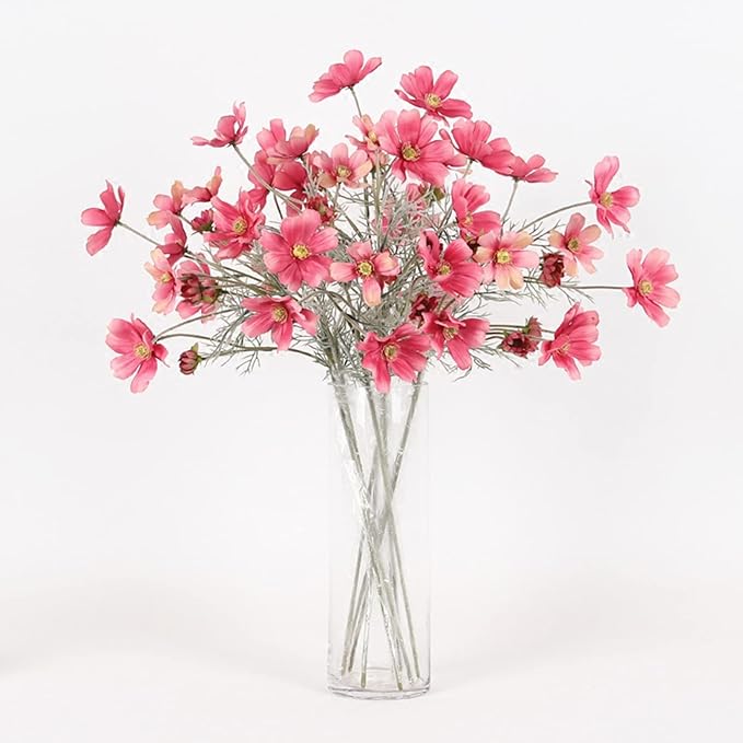 2 Pcs Artificial Flowers Plants Coreopsis Silk Flower Arrangements Wedding Bouquets Decorations Plastic Floral Table Centerpieces for Home Kitchen Garden Party Decor Approx 23.6'' High - Deep Powder