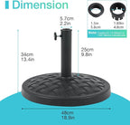 COBANA 31lb Patio Umbrella Base, Heavy Duty Round Outdoor Market Umbrella Stand Weight, Black