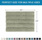 H.VERSAILTEX Bath Mats for Bathroom Non Slip Thick Chenille Striped Bath Rug Absorbent Fluffy Soft Shaggy Rugs Washable Dry Fast Plush Mats for Indoor, Bath Room, Tub - 20" x 32", Eucalyptus Green