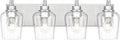 Bathroom Light Fixtures, 4-Light Modern Vanity Light with Clear Glass Wine Glass-Shaped Shade, Vanity Lighting Fixtures Over Mirror, Brushed Nickel, VL155-BN-4