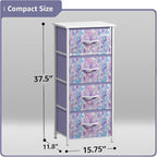 Sorbus Dresser Storage Tower, Organizer Drawers For Closet Boys & Girls Bedroom Bedside Furniture, Chest for Home, College Dorm, Steel Frame, Wood Top, Tie-dye Fabric Bins (4-Drawer, Blue/Pink/Purple)