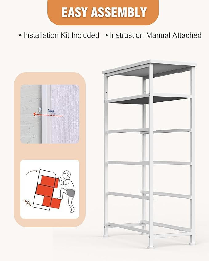 Narrow Dresser for Bedroom, Fabric Tall Dresser & Chests of Drawers with 4 Drawers, Vertical Organizer Storage Tower Unit for Bedroom, Hallway, Entryway White Wood Grain
