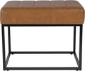 HomePop Theodore Channel Tufted Small Ottoman - Carmel Faux Leather