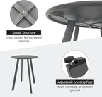 Outdoor Side Table, Weather Resistant Patio Small Outdoor Indoor Round Metal Steel Small Side Table, Waterproof End Table for Garden Balcony Yard, Grey