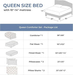 Sasttie Queen Comforter Set, 7-Piece Bed in a Bag, Pintuck Bedding Sets for All Season, Includes Comforter, Flat Sheet, Fitted Sheet, Pillowcases and Pillowshams, Cream Yellow