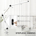 Micomlan LED Desk Lamp with Clamp, Dual Light Table Lamp with Adjustable Swing Arm, Eye-Care 4 CCT Modes & 5 Brightness Levels Clip-on Architect Modern Desk Light for Home Office Crafting Sewing