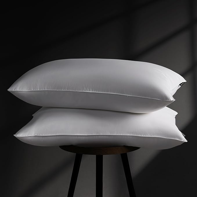 Goose Feather Down Pillow King Size Set of 2, Firm Hotel Collection Bed Pillows for Sleeping, 2 Pack, Down Surrounded Pillows for Side Sleepers 20 x 36 in.