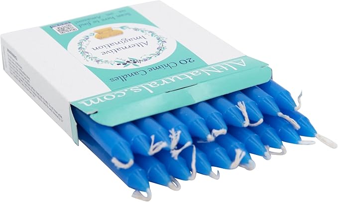 Alternative Imagination Blue Chime Candles - 20 Pack of Unscented 4 Inch Mini Taper Candles - Dripless Long Burning Ritual Candles for Meditation, Spell Work & Home Decor