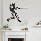 SIGNLEADER Metal Wall Art Decor - Baseball Batter Sport Minimalist Modern Abstract Wall Sculpture Hanging Home Decoration for Living Room, Bedroom, Bathroom, Kitchen, Studio, Outdoor - 24" Black