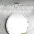 SineRise 7-Light Brushed Nickel Vanity With 3 Color Modes (3000K/4000K/6000K), Eye Protection LED Bathroom Fixture, Dimmable Modern Wall Light Over Mirror With Clear Glass Shade