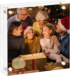 Acrylic Picture Frame 6x6, Clear Double Sided Frameless Photo Frame with Magnetic, Free Standing Desktop Acrylic Frame Display, Lucite Frame with Gift Box Package - 1 Pack