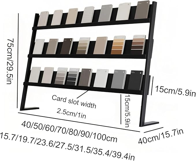 Floor Tile Display Stand, 3 Tier Standing Ceramic Tile Sample Display Rack, Sample Storage Rack, Show Shelf Holder, for Commercial Exhibition(80cm/31.5in)