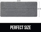 KANGAROO Bathroom Rugs, Chenille Soft Absorbent Bath Rug, Shaggy Shower Mat, Quick Dry Machine Wash Bathmat, Plush Carpet Mats for Tub, Bathtub and Room Home Decor Accessories, 60x24, Grey