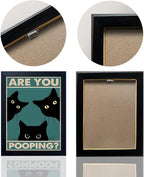 Funny Black Cat Wall Art - Are You Pooping? Bathroom Decor, Vintage Gothic Wall Art, Framed Prints 8"x10", Cute Animal Retro Apartment Decor for Toilet & Bathroom