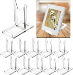10 Pack Acrylic Book Stand for Display Adjustable Clear Display Holder Easel Collector Stand for Home Office Back to School Comic Album CD Magazine Postcard Artworks (4.2 x 4.3 x 2.35 Inch)
