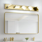 OKELI 5-Light Bathroom Vanity Light Gold Modern LED Vanity Light Over Mirror Dimmable Mirror Front Lamp with 350° Adjustable Lamp Head ETL Listed 32W 6000K Cold White