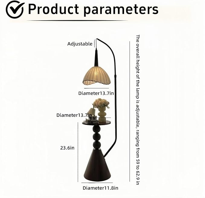 Kavie Modern Arc Floor Lamp, Dimmable & Height Adjustable, Perfect for Living Room (Stepless Dimming+Power(telecontrol))