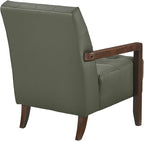 Lexicon Modern Accent Chair, Luxury Genuine Leather Match Living Room Chair with Tufted Cushions, Solid Wood Frame and Arm Rest, Comfy Upholstered Single Seat for Bedroom/Reading/Office, Green