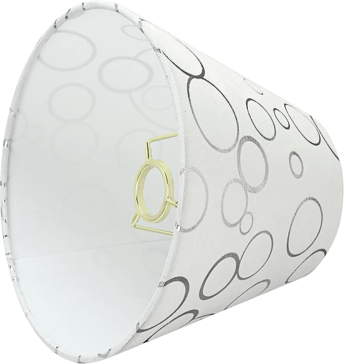 Aspen Creative 58901A, Empire Uno Lamp Shade in White with Circle Pattern, 5" Top x 9" Bottom x 7" Slant Height, Slip UNO 33mm