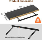 Floating Shelf, Set of 2 Wall Shelf, 36 in W x 12.75 in D x 2 in H Wooden Floating Wall Shelf with Invisible Brackets for Living Room/Bedroom/Bathroom/Kitchen Storage and Decor, Black Wood