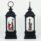 Eldnacele Santa Music Snow Globe Lantern with 6 Hour Timer, Battery Operated & USB Powered Singing Lighted Lamp Swirling Water Glittering Christmas Decoration Holiday Decor Lantern