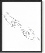 Y2K BOO Minimalist Reaching Hands UNFRAMED Wall Art Continuous Line Drawing Connection Symbol 11x14 Inch Heavyweight Paper Modern Studio Home Decor