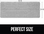 KANGAROO Bathroom Rugs, Chenille Soft Absorbent Bath Rug, Shaggy Shower Mat, Quick Dry Machine Wash Bathmat, Plush Carpet Mats for Tub, Bathtub and Room Home Decor Accessories, 60x24, Light Gray