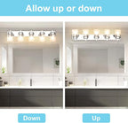 Vanity Light Fixture,5-Light Vanity Light for Bathroom,Chrome Bathroom Vanity Lighting Over Mirror with Square Clear Glass Shade for Restroom