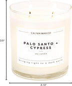 Calyan Wax Co. Palo Santo & Cypress 2 Wick Scented Candle - 37 Hour Burn - Luxury Non Toxic Soy Wax Candles - Long Lasting Large Glass Jar Candle for Home - 8.8oz
