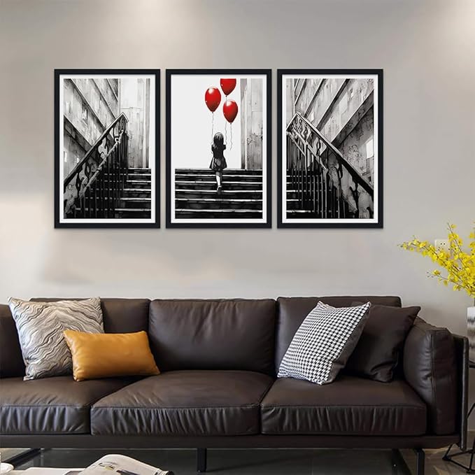 Novatique Street Graffiti Wall Art Banksy Wall Art Abstract Painting Pop Art Wall Decor Colorful Pictures Canvas Prints for Bedroom Bathroom,16" x 24" x 3Pcs
