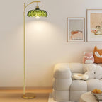 Gold Floor Lamps for Living Room Vintage Green Floor Lamp with Remote Control & Glass Lampshape,Dimmable Mid Century Modern Standing Lamp Tall Flower Lamp Brass Floor lamp for Bedroom Corner