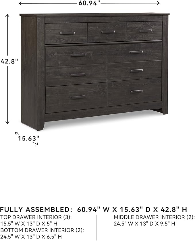 Signature Design by Ashley Brinxton Urban Contemporary 7 Drawer Dresser, Charcoal
