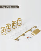 4-Light Brushed Gold Bathroom Light Fixtures, 29 Inch Modern Bathroom Vanity Lighting Fixtures Over Mirror with Clear Glass and Metal Cage Wall Sconce Lights for Bath, E26, OS-3014BG-4W