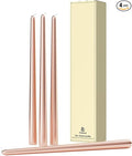 12-Inch Tall Dripless Taper Candles Set of 4 - Rose Gold Tapered Candles, Perfect for Spring - Smokeless, Unscented, Long Burning - Hand Poured, Colored Tall Candlesticks - Rose Gold