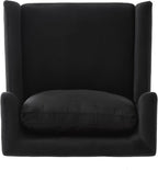 Merax Luxury Velvet Accent Chair, Modern Mid-Century Armchair for Living Room, Bedroom Reading Corner, Comfortable Tufted Single Seater Sofa Chair with Iron Legs (Black)