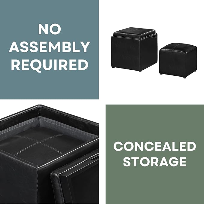Designs4Comfort Park Avenue Single Ottoman with Stool and Reversible Tray