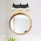 Black Bathroom Light Fixtures 3-Light Wall Sconces Lights,Industrial Vanity Light Farmhouse Lighting Fixtures Bathroom Above Mirror,Modern Wall Light fixtures