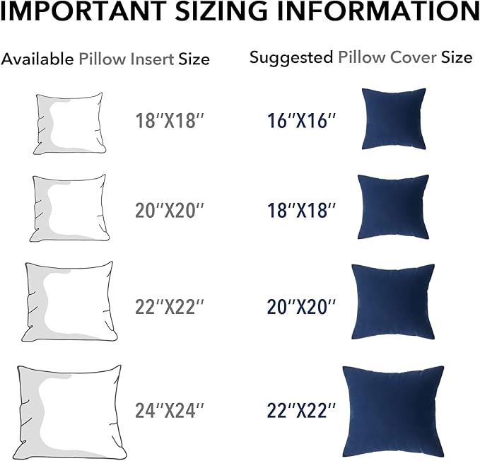 LEBO 20 x 20 Outdoor Waterproof Pillow Inserts - TPU Coated, Soft Fluffy Down Alternative Decorative Pillows for Patio Couch Sofa - White, Pack of 2