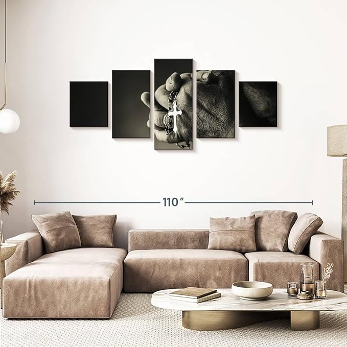 Elephant Stock Christian Prayer Canvas - 5 Panel Pictures Decor - Digital Design Canvas Print - Christian Wall Decor - 80" X 36"