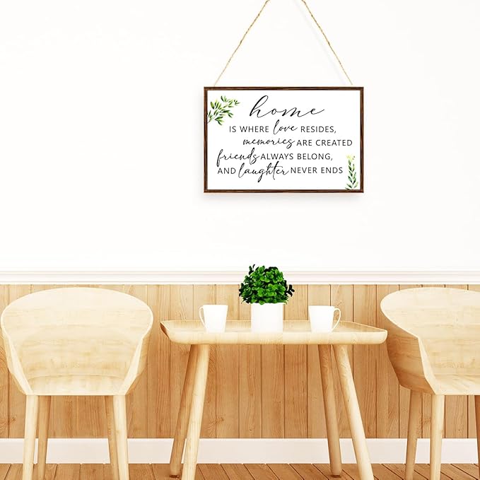 Home is Where Love Resides Sign Wood Plaque Wall Decor,Rustic Family Wooden Hanging Sign Wall Pediments for Home House Front Door Wall Decor