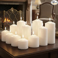 12 Pack White Pillar Candles Bulk Set, 3x3 3x6 3x8 Inch - 4 Each Size, Dripless Smokeless Clean Burning for Wedding Centerpieces, Home Decor, Church, Romantic Ambiance！