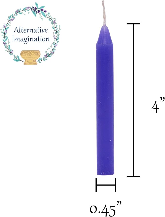 Alternative Imagination Purple Chime Candles - 20 Pack of Unscented 4 Inch Mini Taper Candles - Dripless Long Burning Ritual Candles for Meditation, Spell Work, Birthdays, Ceremonies & Home Decor