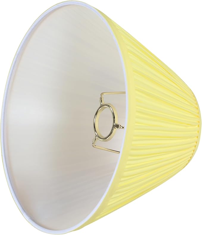 Aspen Creative 56505, Hardback Empire Transitional UNO Lamp Shade, Mushroom Pleated Canary Yellow Faux Silk Fabric, 4" Top x 10" Bottom x 7" Slant Height, Slip 33mm