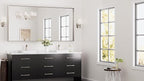 Keonjinn 72 x 36 in Brushed Nickel Mirror for Bathroom Sink, Rectangular Metal Framed Vanity Wall Mirror Square Corner Aluminum Alloy Modern Rectangle Silver Mirror for Over Sink(Horizontal/Vertical)