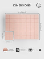 Bumusty Large Felt Bulletin Board, 48" x 36" Cork Board Alternative, 12-Pack Wall Tiles with 4-Compartment Design, 30 Push Pins, 70 Adhesive Tabs, Ideal for Office & Home Decor, Pink