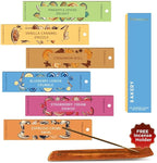 Folkulture Incense Sticks with Holder (120 Sticks) | Set of 6 Incense Sticks For Aromatherapy,Gifts | No Charcoal, Organic, Non Toxic, 45 Mins, Long Burning Vanilla, Caramel, Strawberry Insence-Sticks