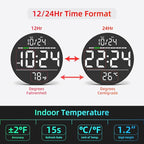 Digital Wall Clock with Large LED Display, Date, Temperature, Auto-Brightness | Small [PLUG-IN] Clock | Modern Electric Wall Clock for Bedroom, Classroom, Living Room, Home, Office, Farmhouse – White
