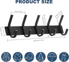 VAEHOLD Wall Hooks, Heavy Duty Aluminum Towel Hooks for Hanging Coat, Hat, Key, Clothes, Closet Hook Wall Mount for Kitchen, Bathroom, Office (“C“ Shape Coat 5 Hooks 2 Pack)