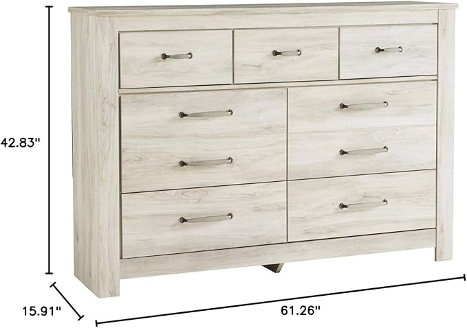 Signature Design by Ashley Bellaby Farmhouse 7 Drawer Dresser, Whitewash